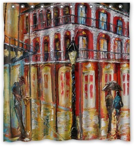 Comfort Home Style Custom New Orleans French Quarter Pattern Design Waterproof Polyester Fabric Shower Curtain,Bathroom decor 66"x72"