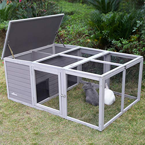 Aivituvin Rabbit Hutch Outdoor Large, Bunny Cage Indoor for 2 Rabbits