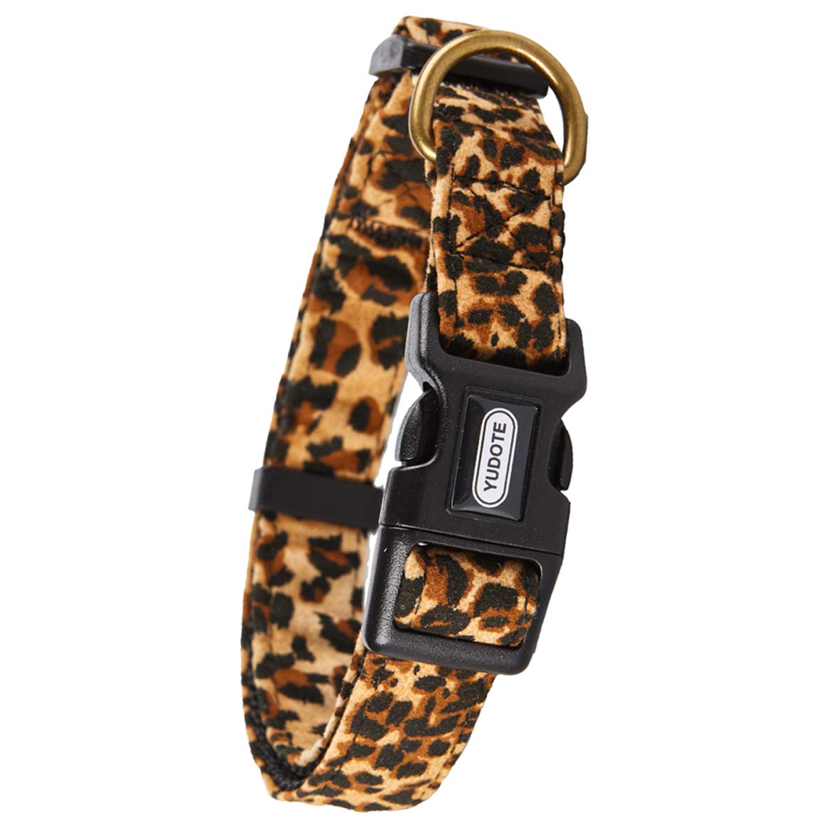 YUDOTE Adjustable Nylon Collar Premium Soft Flocking Fabric with Elegant Leopard Print for Large Dogs Neck 40-66cm