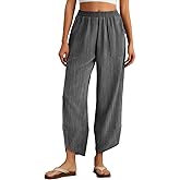 Feiersi Womens Baggy Wide Leg Pants Elastic Waisted Casual Palazzo Harem Pants Summer Beach Trousers