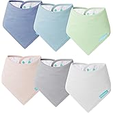 PurComfy SuperSoft Baby Bibs, Premium Bamboo Bandana Drool Bibs for Infant Boys & Girls, Adjustable Snap Bibs, 6-Pack