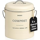 D'Lifeful Kitchen Compost Bin – 1.3 Gallon Countertop Farmhouse Compost Container with Lid – Odorless Indoor Food Scrap Pail 