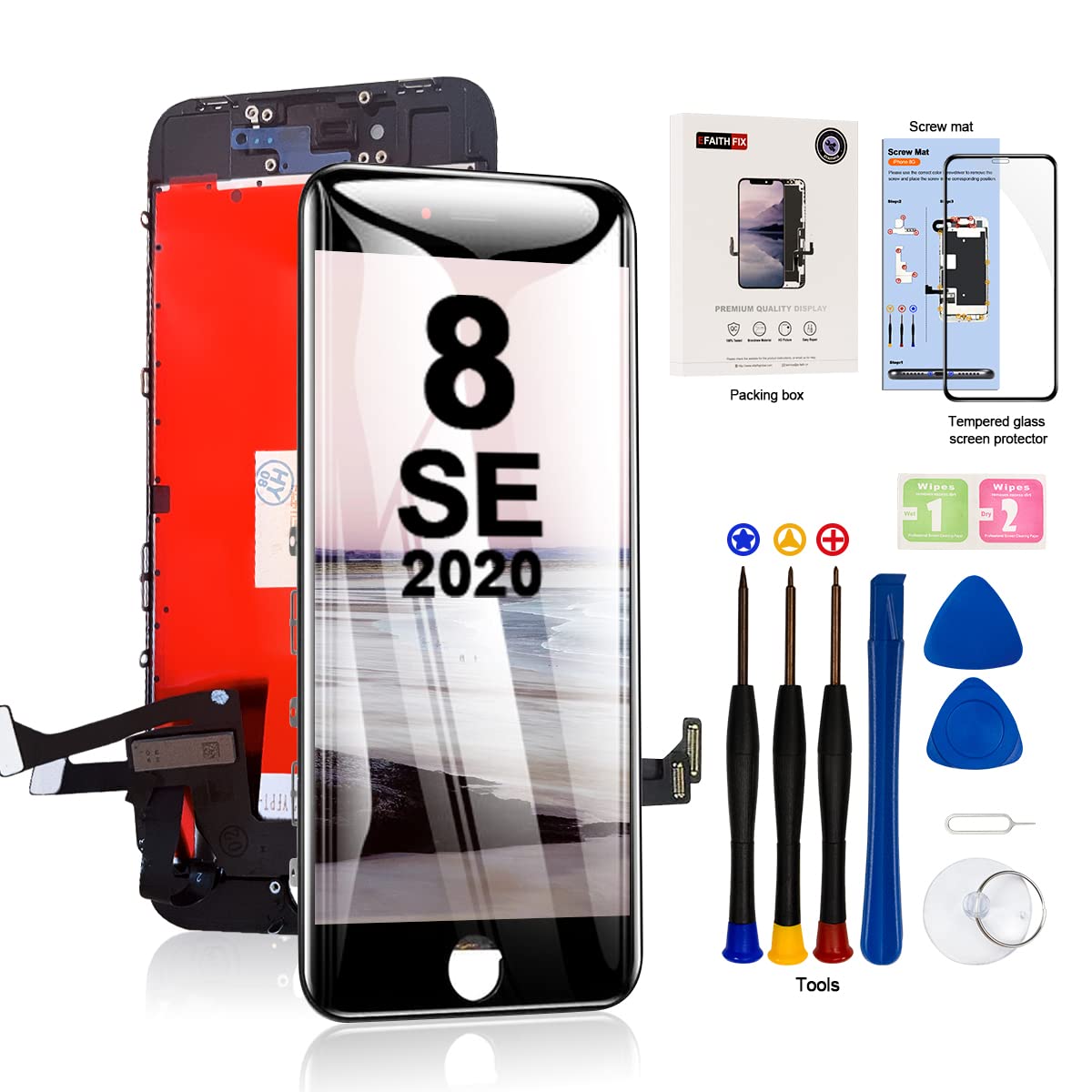 Photo 1 of *UNTESTED*
EFAITHFIX for iPhone 8/SE 2020 LCD Screen Replacement Black 4.7 Inch Frame Assembly Display 3D Touch Screen Digitizer with Repair Tools Kit Tempered Glass Screen Protector for A1863, A1905, A1906