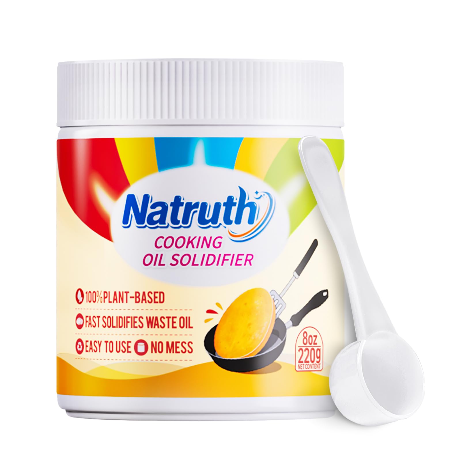NATRUTH 220g Cooking Oil Solidifier Powder, Plant-Based Cooking Oil Disposal, Fast Solidifies Waste Oil