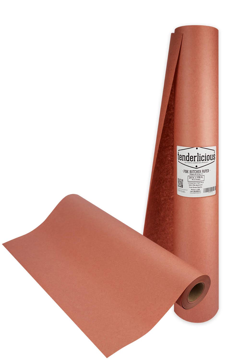 Pink Butcher Paper Roll - 24 " x 175 &amp;#39; (2100 ") Peach Wrapping Paper for Beef Briskets - USA Made - All Natural Approved Food Grade BBQ Meat Smoking Paper - Unbleached Unwaxed Uncoated Sheet Kraft