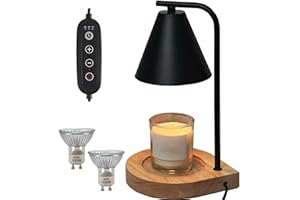 YODEWA Candle Warmer Lamp with Timer and Dimmer Wood Base, Farmhouse Electric Candle Lamps Warmer for Jar Candles Housewarming Gifts New Home Decor Birthday Gifts for Women/Daughter/Mom - Black