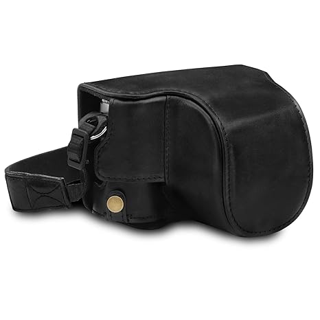 MegaGear MG1605 Leica D-Lux 7 Ever Ready Echtleder Kamera-Case mit Trageriemen - Schwarz