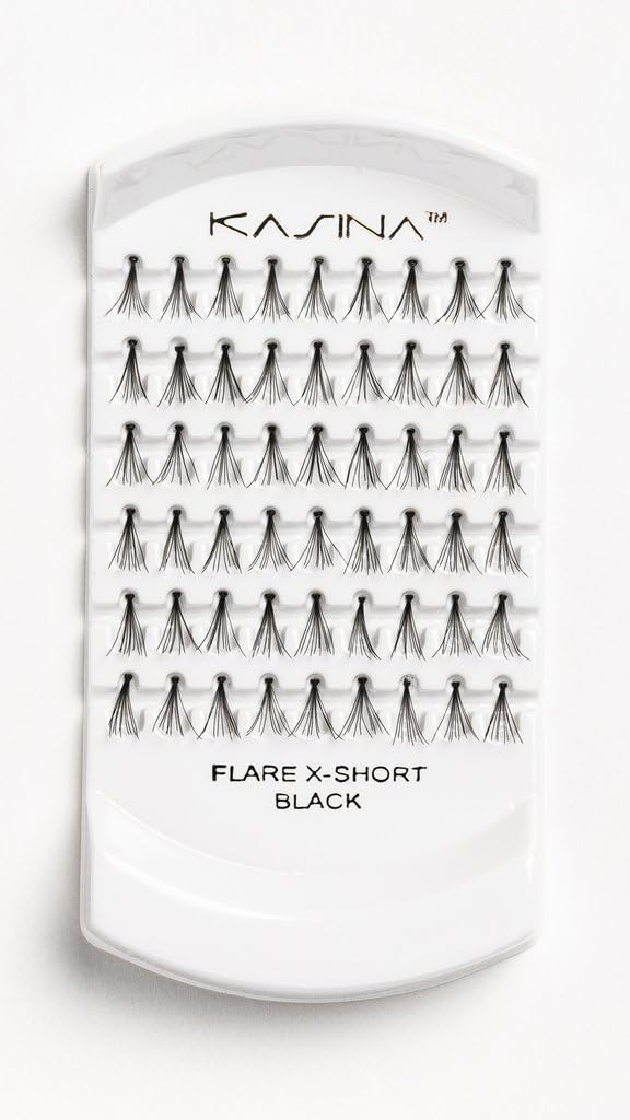 KASINA Professional Individual Lash -Flare X-Short-. Tapered ends in 100% Human hair. Most natural look, lightweight, soft and comfortable. Cruelty free (3pack, FXS)