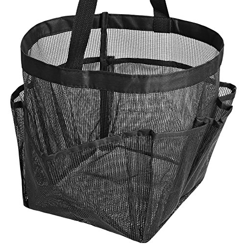 MuNiSa Mesh Shower Caddy Tote, Quick Dry Oxford Hanging Toiletry Organizer with 8 Storage Pockets, Portable Bath Bag for Shampoo, Conditioner, Soap and Other Bathroom Accessories(Black) - Thumbnail 4