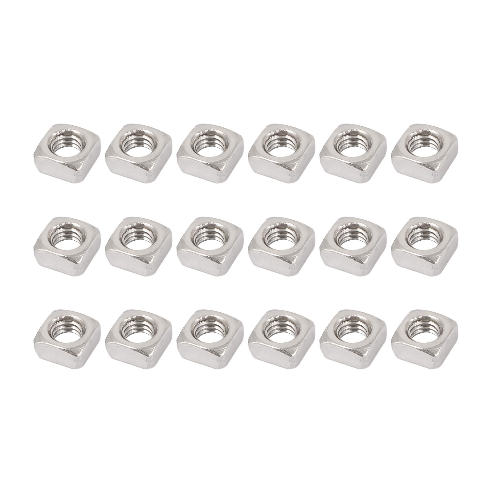 METALLIXITY Square Nuts (M6) 25Pcs, 304 Stainless Steel Hardware Nuts - for Furniture Construction Mechanical Equipment Fasteners, Silver Tone