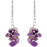 NJCRAFT Silver Tone Stone Drop Earrings for Women | Elegant Chip Bead Dangle Earrings | Lightweight Handmade Earrings for Daily Wear, Party & Gifting