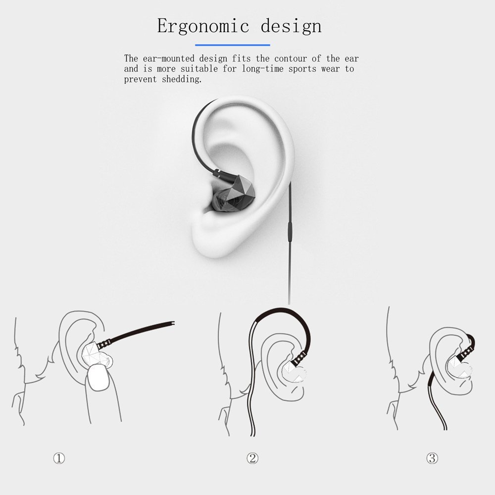 Pevor Wired in-Ear Earbuds Sports Earphones Bass Water Resistant Headphones with Mic Noise Cancelling for Smartphone iPad iPod MP3 HiFi Player