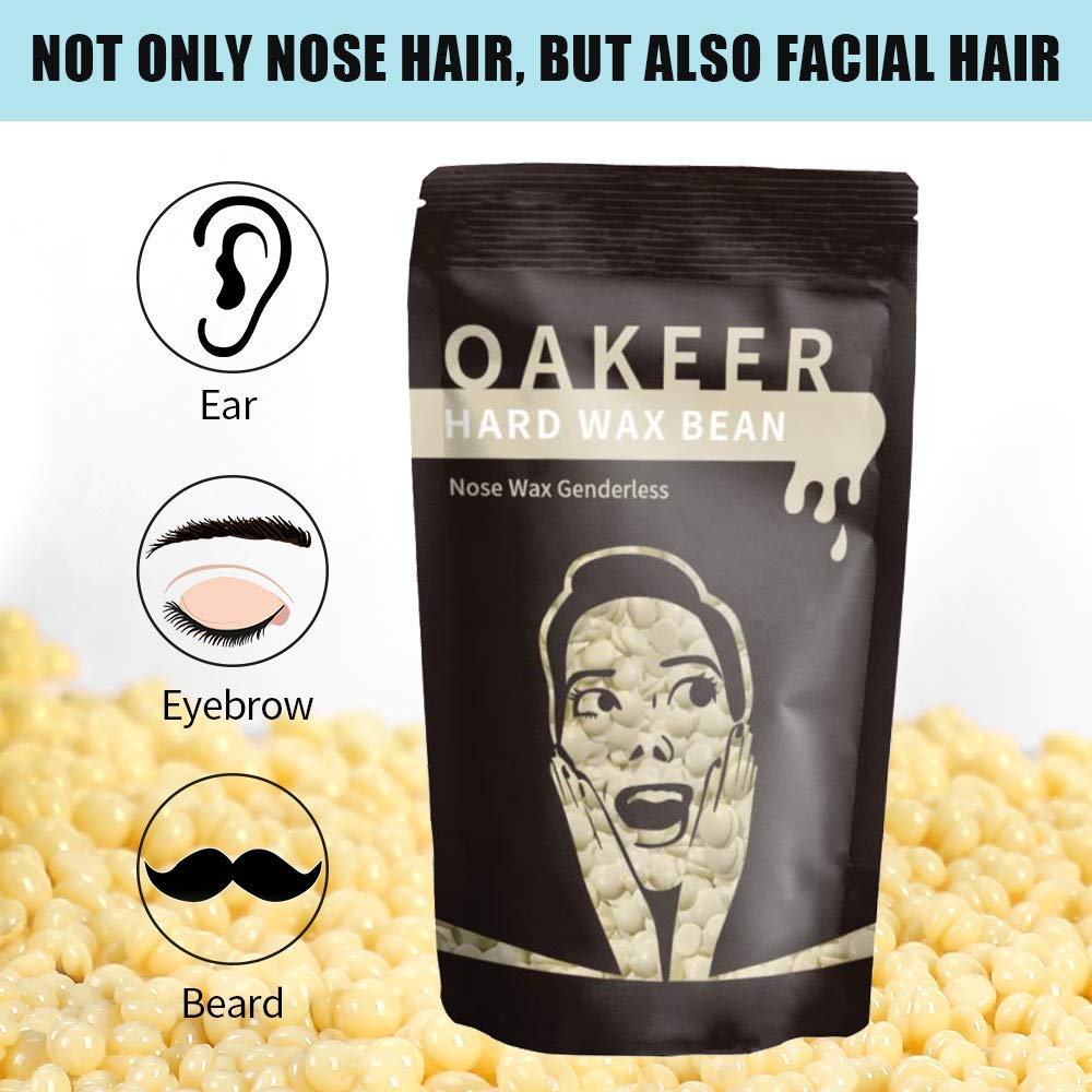 Oakeer Nose Hair Remover Kit with 30 Wax Sticks for Men and Women - 100g Nose Wax for At-Home Hair Removal