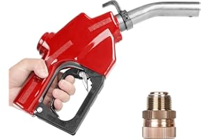 QAUSOU 1 Inch Fuel Nozzle Automatic Shut-Off With Swivel Max Flow Rate 30 Gpm Fuel Transfer Nozzle for Gasoline Oil, Kerosene Biodiesel 3-Notch Hold Open Clip