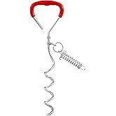 Heavy Duty Tie Out Stake With Spring for Dogs - Sturdy Anchor for Training, Camping, Yard, Backyard & Sand - Attaches to Cabl