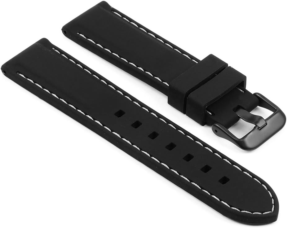 StrapsCo Rubber Diver Mens Watch Band - Quick Release Strap - Choice of Colour & Buckle - 18mm 20mm 22mm 24mm
