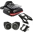 Tour Pack SLMOTO 13.7" King Trunk Backrest Turn Tail LED Light Rear 6.5" Speaker Pods +Detachables Two-Up Tour Pack Mounting Rack 4 Point Docking Kits Fit for Harley Tour Pack Electra Glide 2014-2025