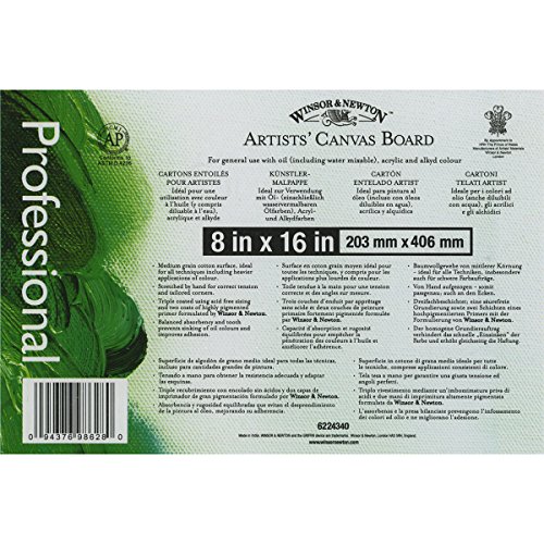 Winsor Newton Artists' Quality Canvas Board, 8 x 16"