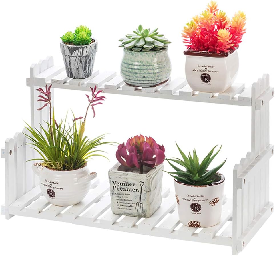 Estantería para Macetas, Soporte de Madera para Flores con 2 ...