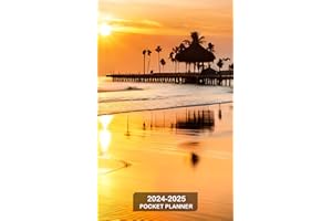 2024-2025 Pocket Planner: 2 Years from JANUARY to DECEMBER Small Size for Purse / 24 Months of Monthly Appointment Notebook Include Federal Holidays with Pier Sunset Design
