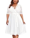 Plus Size White Lace Dress Women Cocktail Chiffon