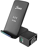 Wireless Charger, Seneo Qi Certified 10W Fast Wireless Charger Stand for Galaxy S9/S9+ Note 8/5 S8/S8+, Standard Wireless Charging Pad Stand for iPhone Xs/Xs Max/XR/X/8/8+(with QC 3.0 Adapter)