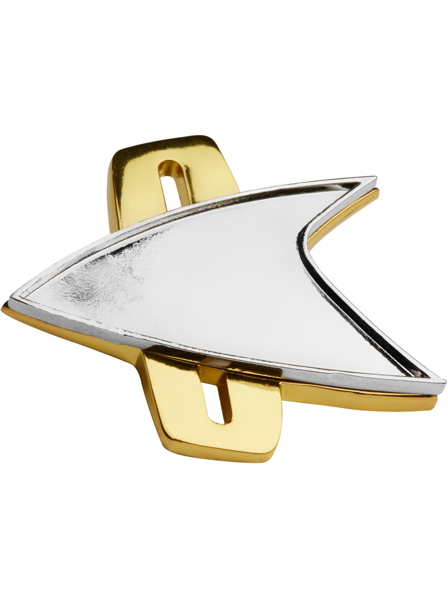 Smiffys Star Trek Voyager Badge Official License Badge with pin Fastening, Secure Fit on Any Outfit, A Must-Have Accessory for Voyager Enthusiasts, Star Trek Halloween Fancy Dress Accessory Silver