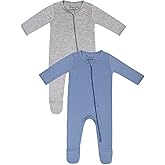 Jimonda Bamboo Baby Pajamas,Unisex Boys Girls One-Piece Footies,Long Sleeve Sleepers 2-Way Zip closure Romper