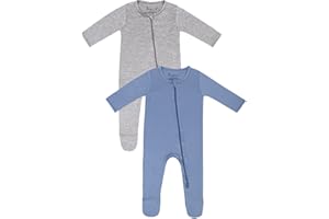 Jimonda Bamboo Baby Pajamas,Unisex Boys Girls One-Piece Footies,Long Sleeve Sleepers 2-Way Zip closure Romper …