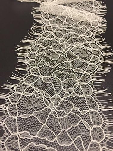 ELLAMAMA Top Quliaty Lace Trim DIY Craft Delicate Soft Ribbon Vintage Scallop with Eyelashes Edge 2-1/2 Inch Wide（Inc Eyelashes）,3yds,White