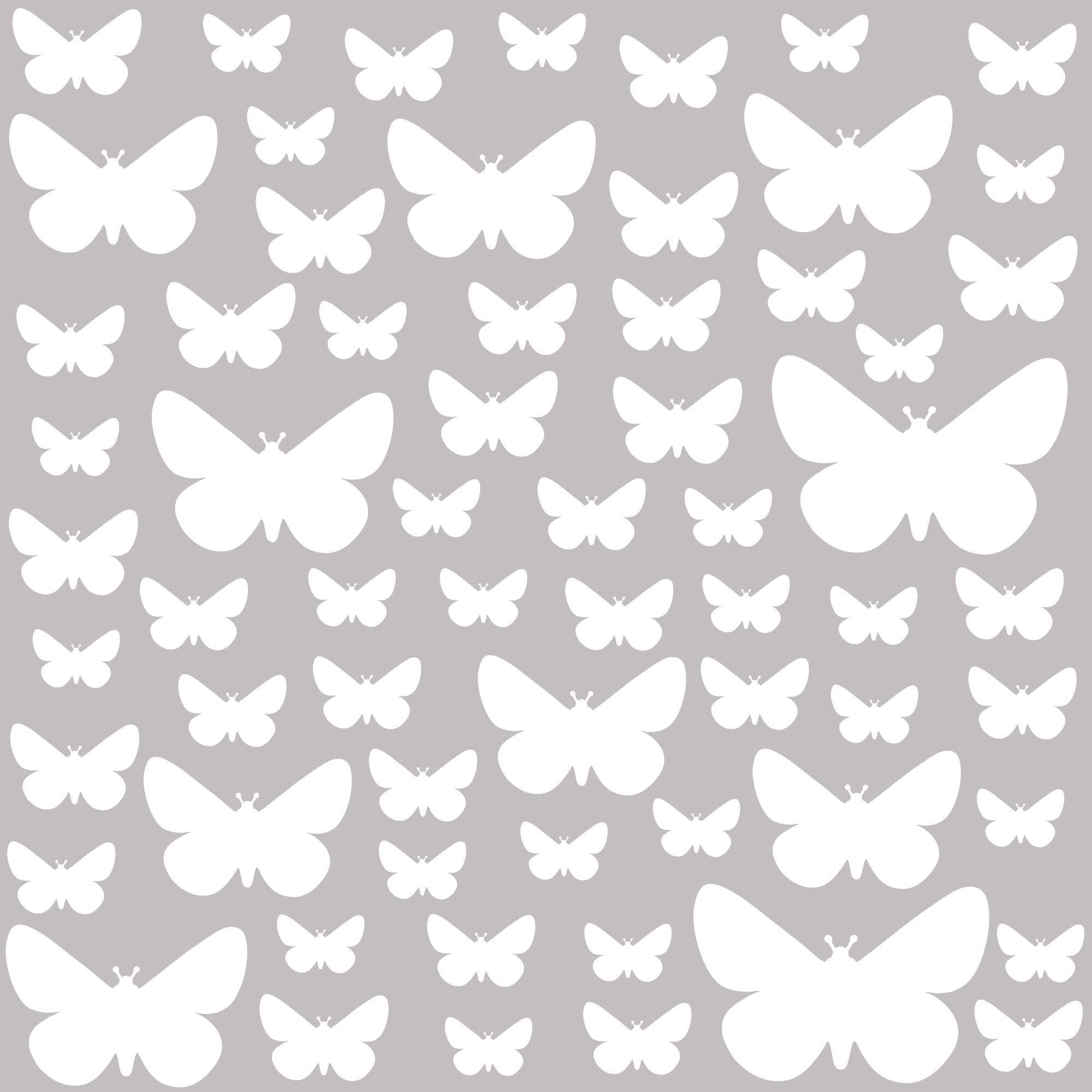 PREMYO Set of 64 Butterfly Wall Stickers Kids - Nursery Decor Easy to Apply - Decals for Bedrooms for Girls Boys White