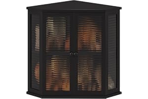WouZglk Corner Bread Box for Kitchen Counter, Black Bamboo Bread Box with Real Glass Door, Double Layer Space Saving Bread St