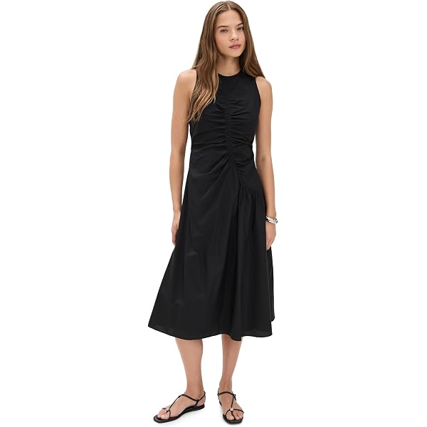 slim fit dress slacks Sleeveless A-Line Fit & Flare Denim Midi Dress