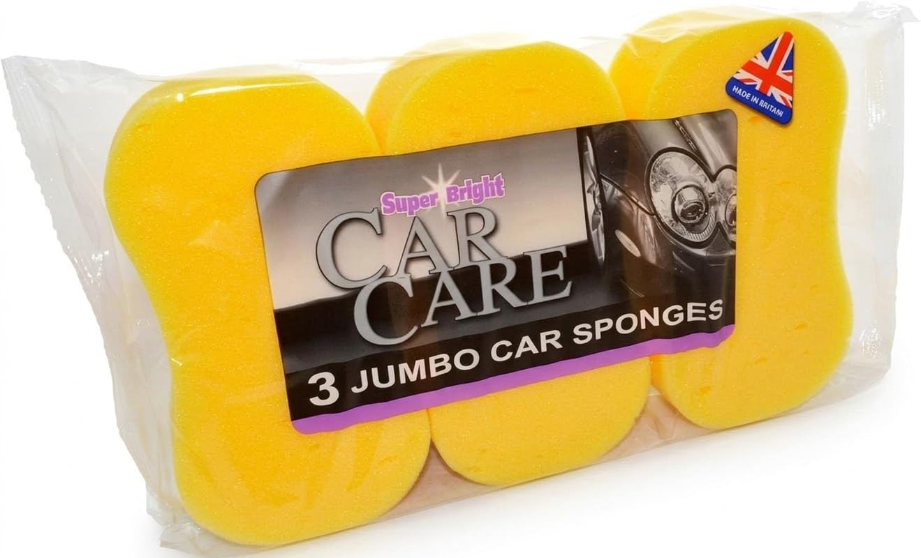 Super Bright: Car Care, Car Wash, Window Cleaning (3 x jumbo car sponges)
