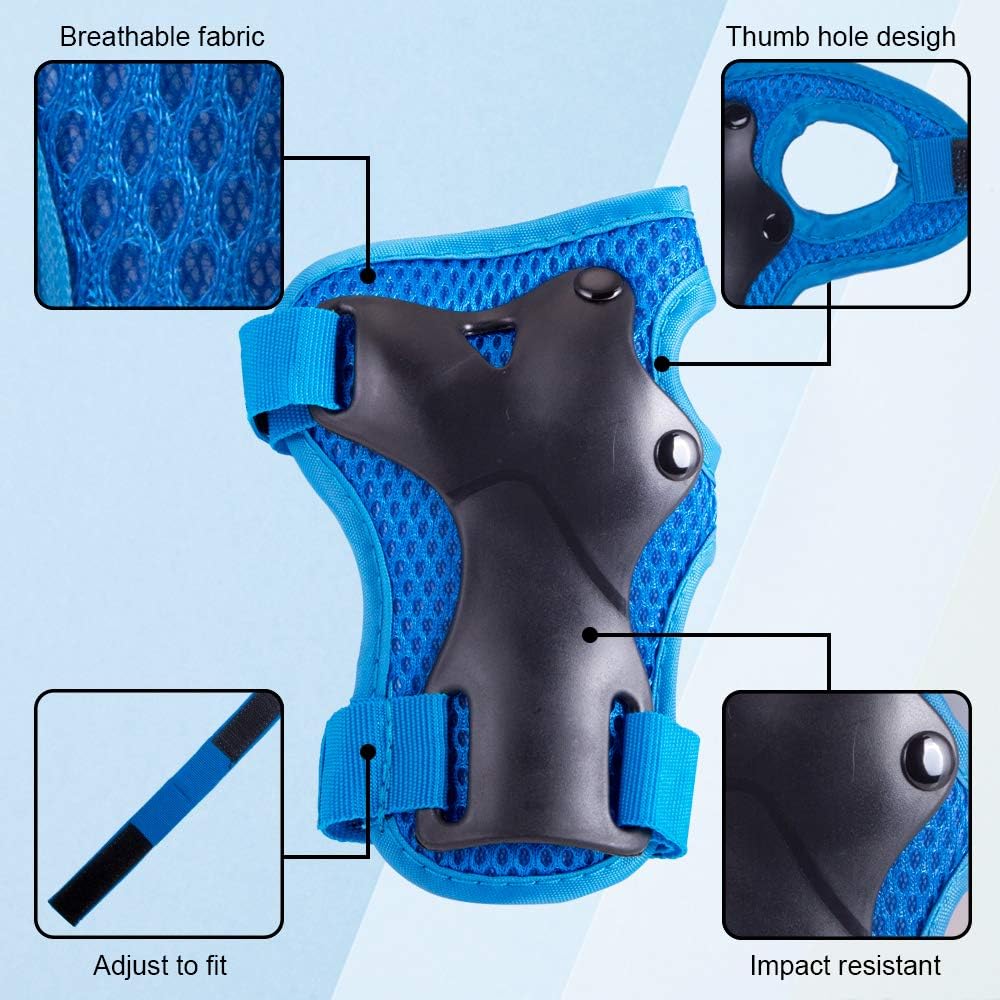 HOCALISS Knee Pads for Kids Kneepads and Elbow Pads Kids Protective Gear Set Toddler Knee Pads and Elbow Pads Wrist Guards for Skates Skateboard Inline Skating Cycling Bike Rollerblading Scooter : Sports & Outdoors