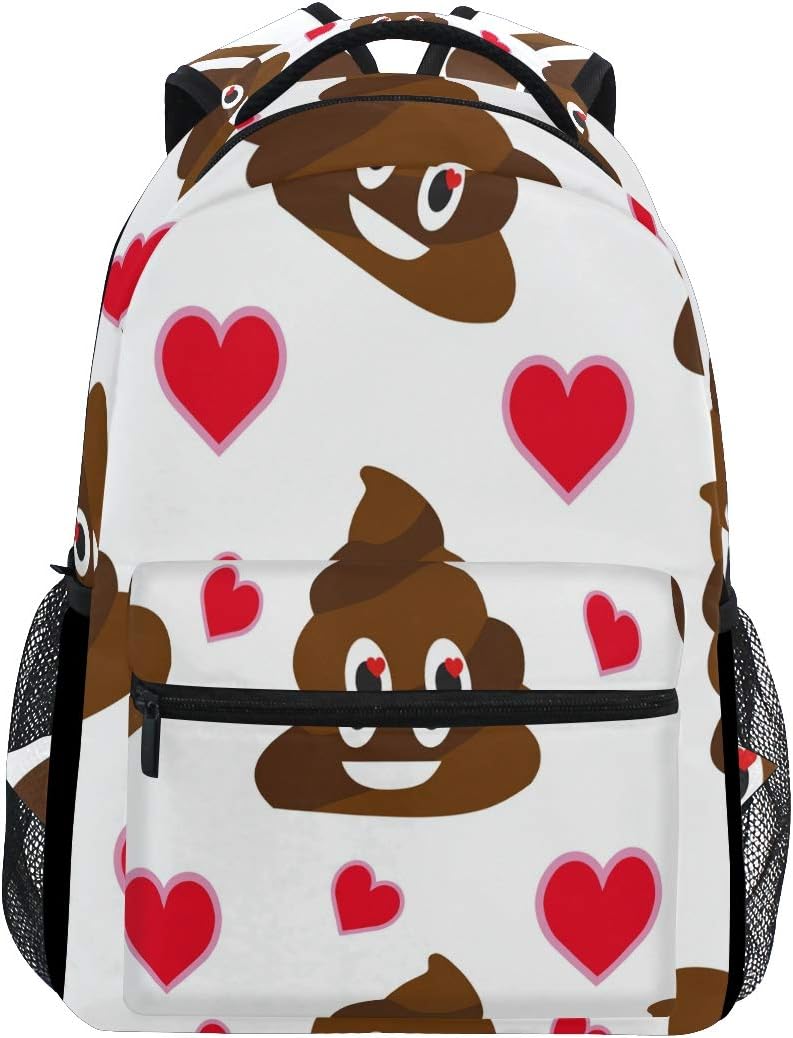 BIGJOKE Backpack, Poop Emoji Large Capacity Casual Printed School