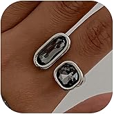 HUASAI YK Jewelry Rings for Women Silver Black Heart Rings Stackable Non Tarnish Fashion Ring Stylish Ring Set