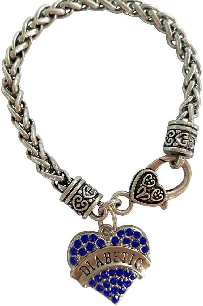 Purposefull Diabetic Awareness Bracelet - Love Heart Charm - Medical Alert Accessory