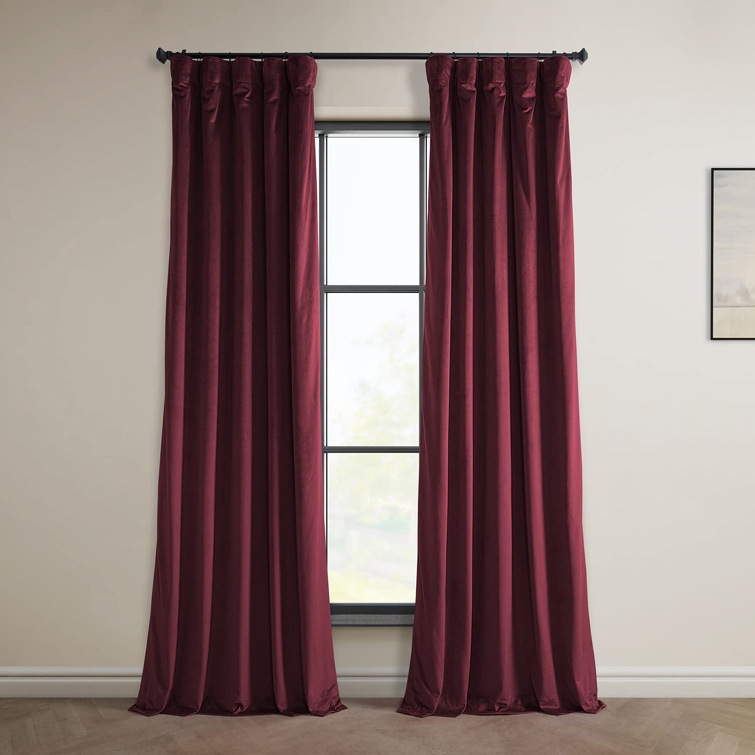HPD Half Price Drapes Heritage Plush Velvet Curtains 120 Inches Long Room Darkening Curtains for Bedroom & Living Room 50W x 120L, (1 Panel), Dark Merlot Image