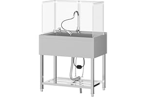 PULSEFAY Stainless Steel Freestanding Single Bowl Utility Sink with Backsplash,Extra Deep sink for laundry room, Garage and Commercial Use, 36" x 20" x 53'' with Pull-Out Faucet and Soap Dispenser, NSF