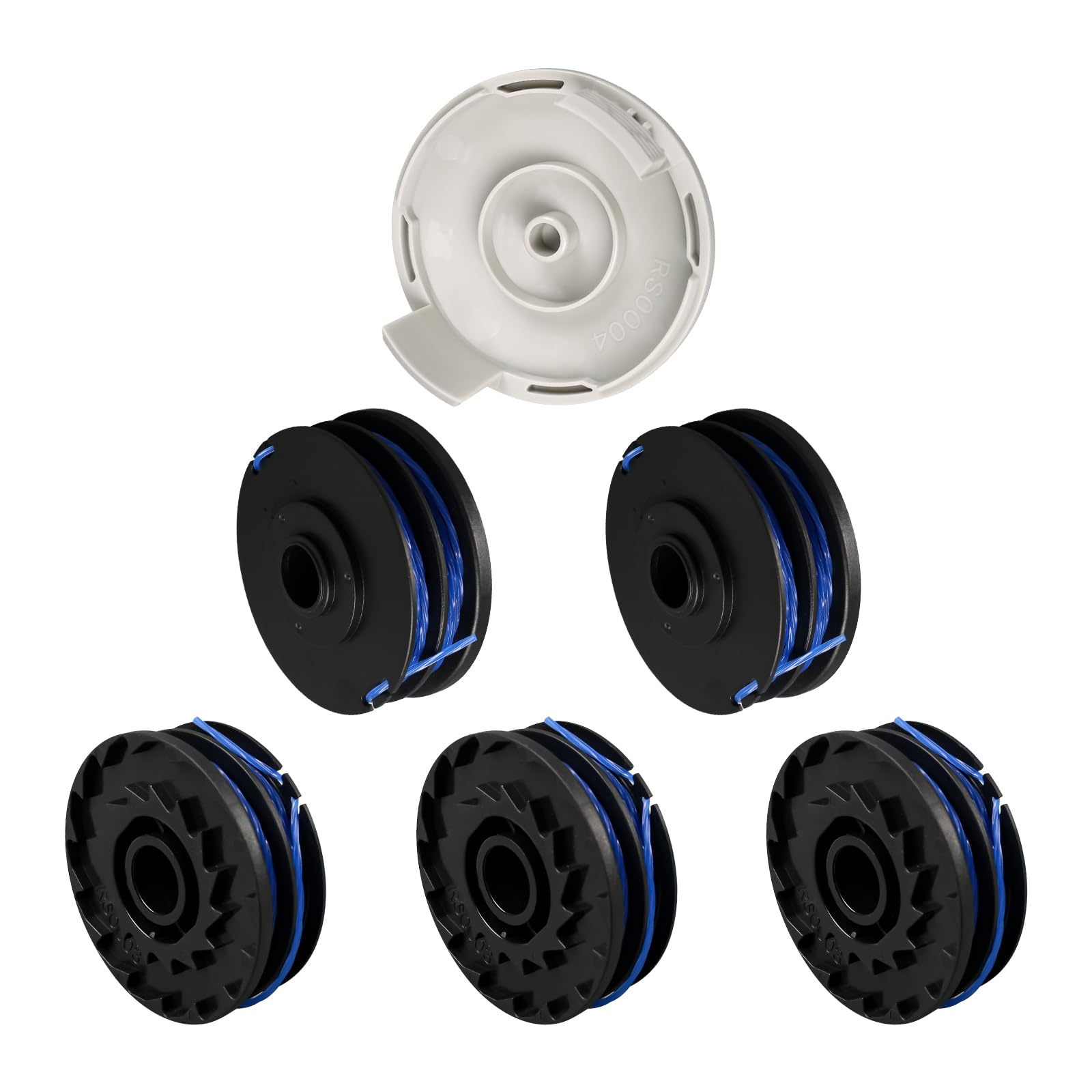 Spool Line for Ryobi 5132002670 RAC123, Trimmer Replacement Thread Spool fit for RLT4027, RLT4125, RLT5027, RLT6030, RLT5127, RLT6130 (5 Spool + 1 Cover)
