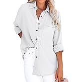 ZC&GF Women's V Neck Short Sleeve Button Down Shirts Casual Chiffon Blouses Tops