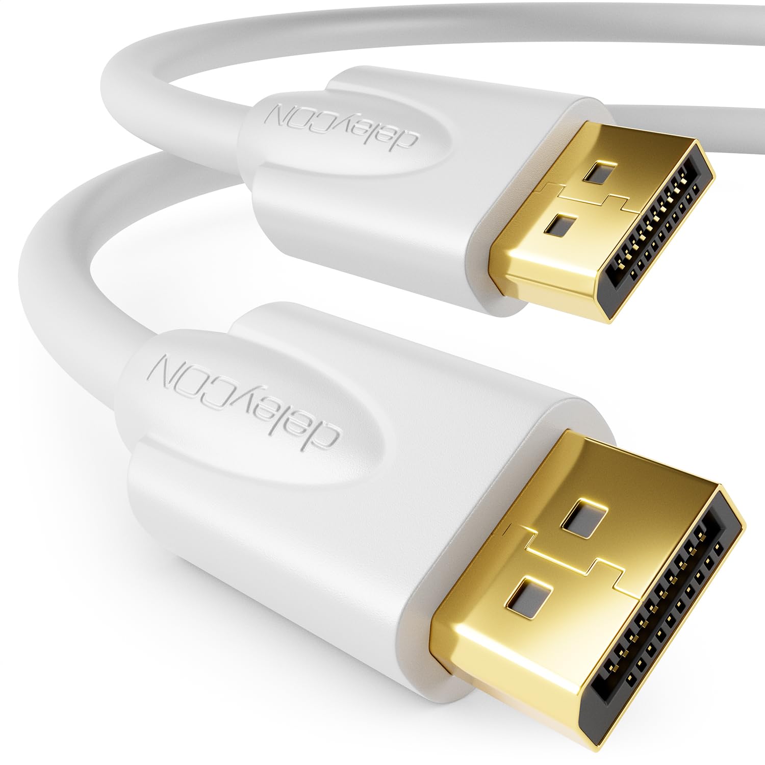 deleyCON 1m (3.28 ft.) DisplayPort Cable - 4K 2160p 3D HDCP - DP (20 Pin) Connector to DP (20 Pin) Connector PC Notebook Monitor Graphics Card - White