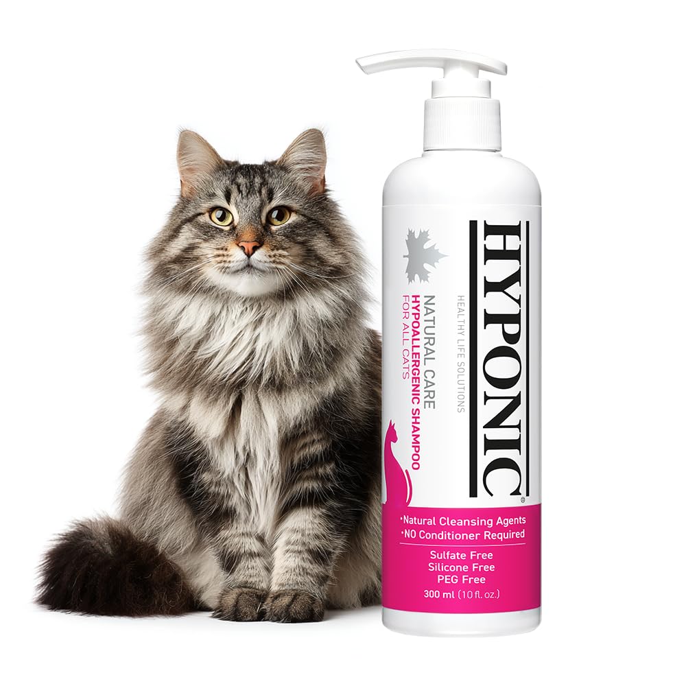 HYPONIC Hypoallergenic Premium Shampoo for All Cats - Fragrance Free Cat Shampoo for Dry Skin, Dandruff, Allergy (Scented 10.1 oz)