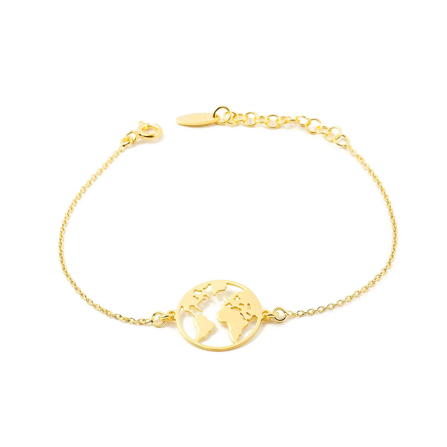 Monde Petit 925 Sterling Golden Silver the world bracelet