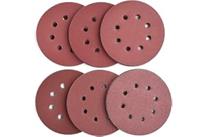 Aiyard 5-Inch 8-Hole Hook and Loop Sanding Discs, 600/800/1000/1200/1500/2000 Fine Grits Sandpaper for Random Orbit Sander, 60-Pack
