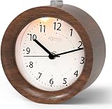 aboveClock Wooden Alarm Clock Bedside with Snooze Night Light Analogue Battery