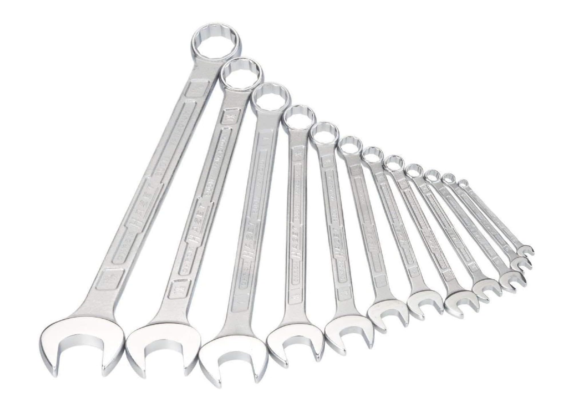 HAZET 600NA/12-1 12-Point Profile Combination Wrench Set - Chrome-Plated