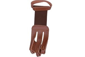 Archery Finger Guard, Archery Glove with Adjustable Wristband, 3 Finger Archery Finger Guard, Vintage & Protective Brown Leat