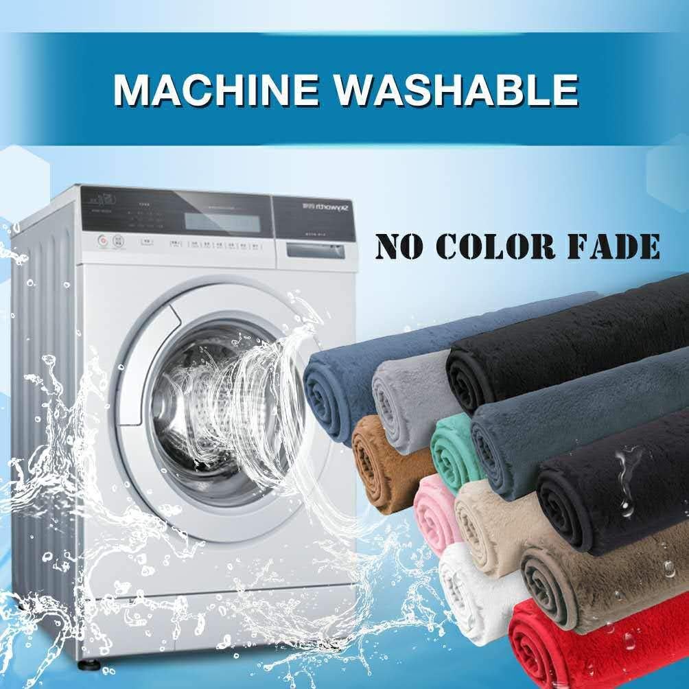 Ultra Soft Plush Microfiber Bath Mat 17"x24", Extra Fluffy Shaggy Small Bathroom Rug, Machine Washable Dry Anti Slip Bath Carpet, Beige: Kitchen & Dining